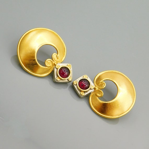 Sterling Garnet Earrings, Gold Sterling Earrings,… - image 2