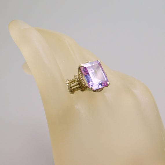 Tall Sterling Statement Ring, Purple Stone Ring - image 8