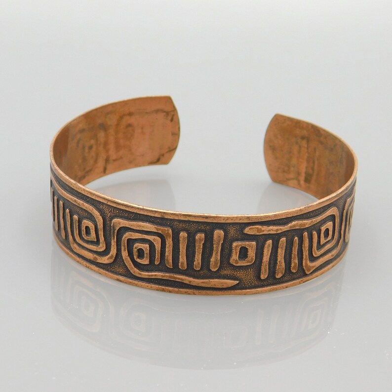 Abstract Copper Cuff Bracelet Vintage Copper Jewelry