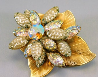 Vintage Flower Brooch, Celebrity Jewelry, Large Flower Brooch, Vintage Flower Jewelry, Bridal Jewelry