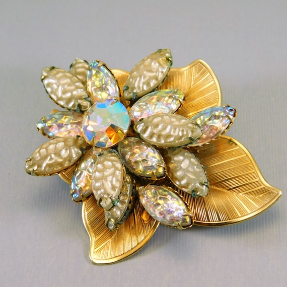 Vintage Flower Brooch, Celebrity Jewelry, Large F… - image 1