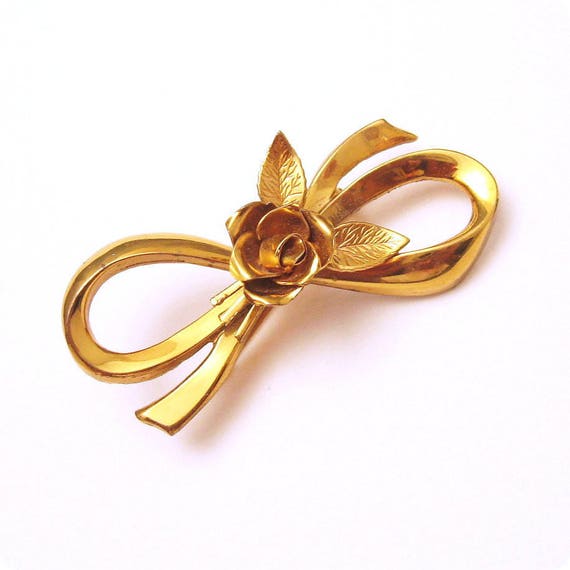 Large Coro Bow Brooch, Vintage Coro Jewelry,  Cor… - image 1