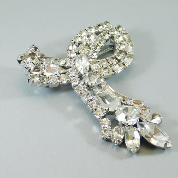 Vintage Rhinestone Brooch, Rhinestone Bow Brooch,