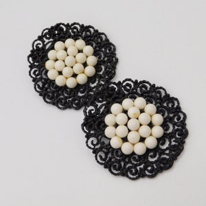 Big Shoe Clips, Black and White Accessories, Vintage Shoe Clips, Vintage Accessories, Large Shoe Clips