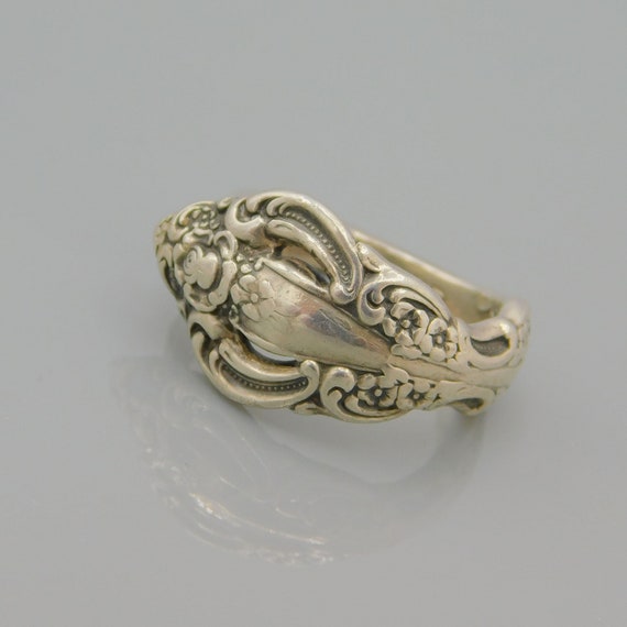 Vintage Sterling Spoon Ring, Sterling Flower Spoo… - image 2