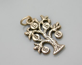 Sterling Money Tree Charm, Money Tree Pendant, Vintage Sterling Charm