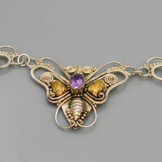 Sterling Butterfly Necklace, Amethyst Butterfly N… - image 7