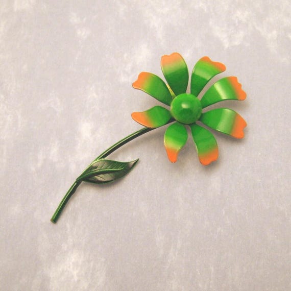 Vintage Flower Brooch, Flower on a Stem