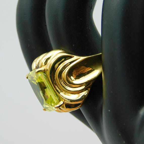 Sterling Gold Plated Ring, Translucent Faceted St… - image 4