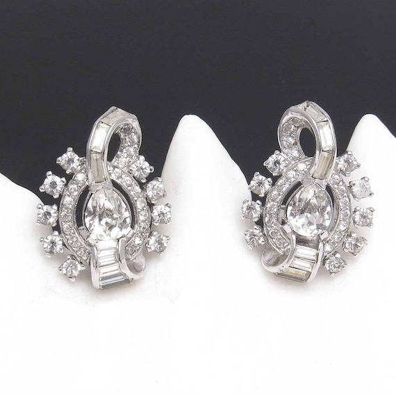 Rhinestone Earrings Vintage Jewelry Deco Style - image 1
