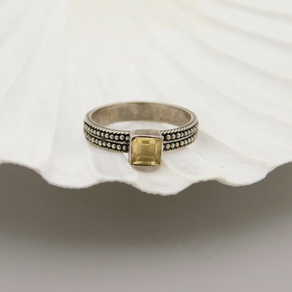 Vintage Sterling Citrine Ring, Stacking Silver Ri… - image 6