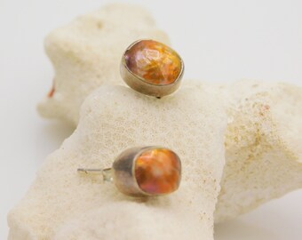 Dyed Shell Sterling Earrings, Stud Earrings, Summer Earrings, Vintage Jewelry