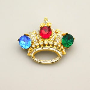 Rhinestone Crown Brooch, Big Vintage Crown Brooch