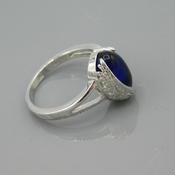 Vintage Sterling Ring, Unique Sterling Ring, Blue… - image 1