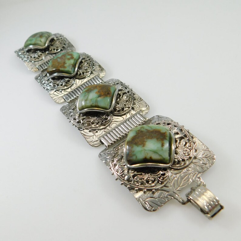Wide Panel Bracelet Aluminum Panel Bracelet Vintage Jewelry