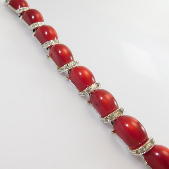 Kramer Red Moonglow Bracelet. Vintage Rhinestone … - image 1