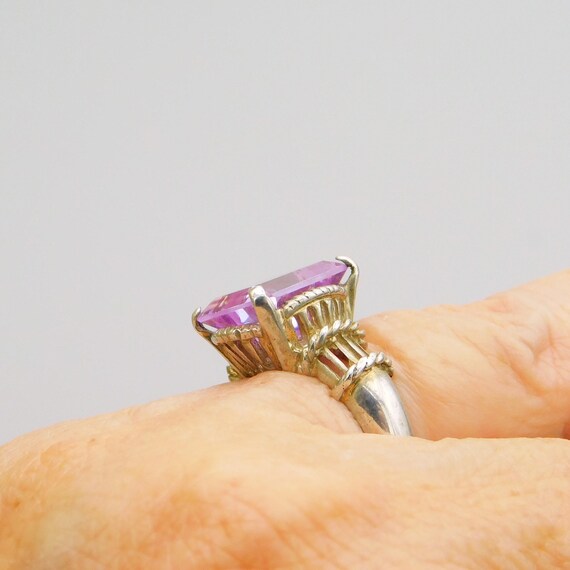 Tall Sterling Statement Ring, Purple Stone Ring - image 7