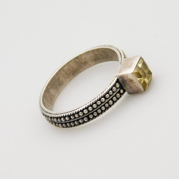 Vintage Sterling Citrine Ring, Stacking Silver Ri… - image 3