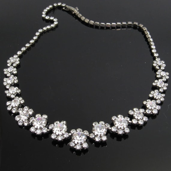 Rhinsetone Statement Necklace, Rhinestone Bridal … - image 1