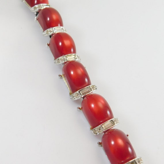 Kramer Red Moonglow Bracelet. Vintage Rhinestone … - image 9