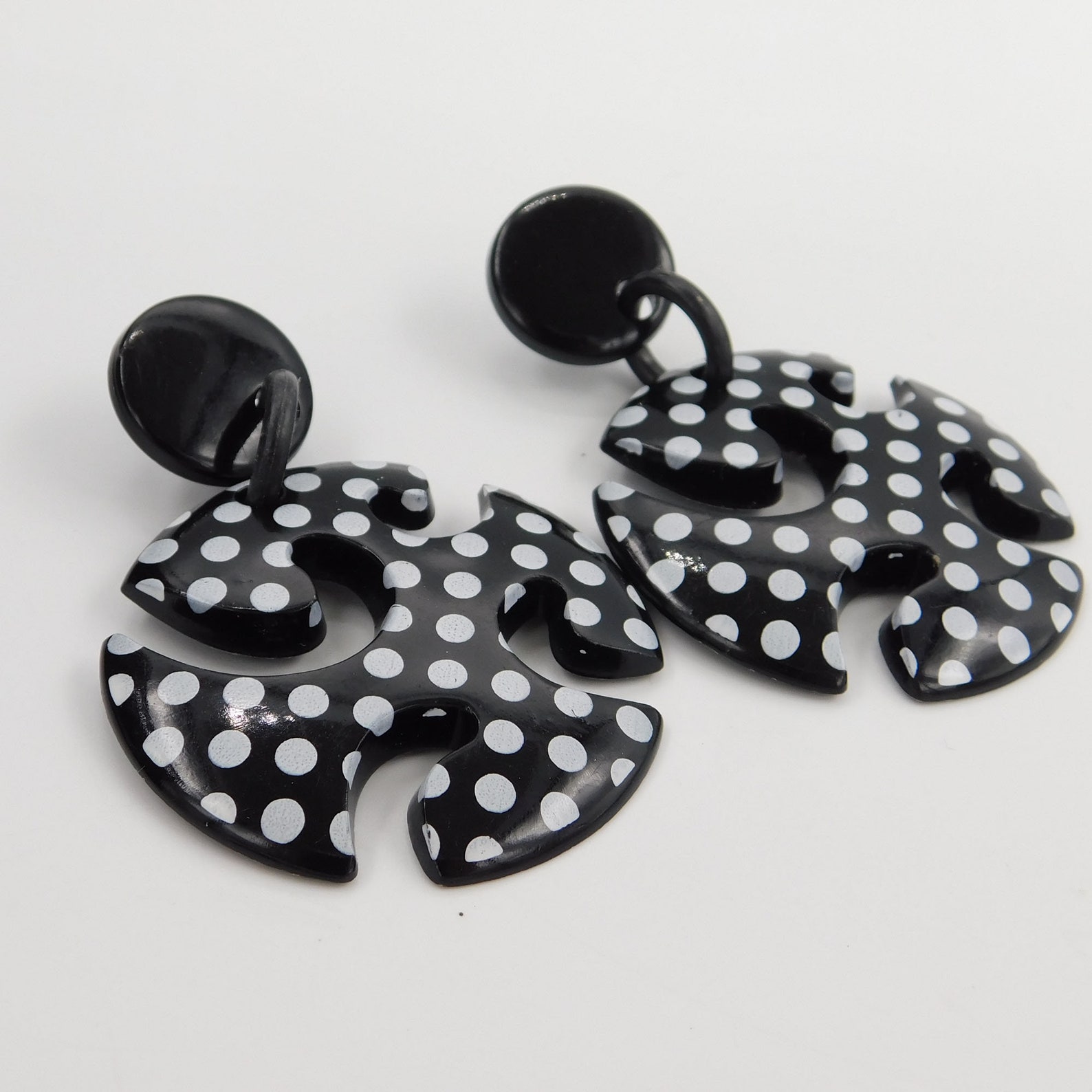 Vintage Pop Art Earrings Mod Polka Dot Earrings Midcentury Etsy