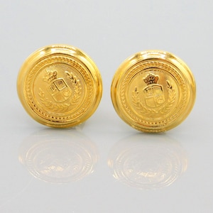 Vintage Liz Claiborne Earrings, Heraldic Button Earrings, Clip On Earrings