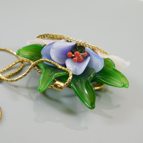 Gold Plated Sterling Pendant, Flower Basket Pendant, … Gem