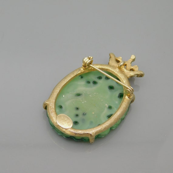 DeNicola Brooch, Vintage Jade Glass Brooch, Brooc… - image 5