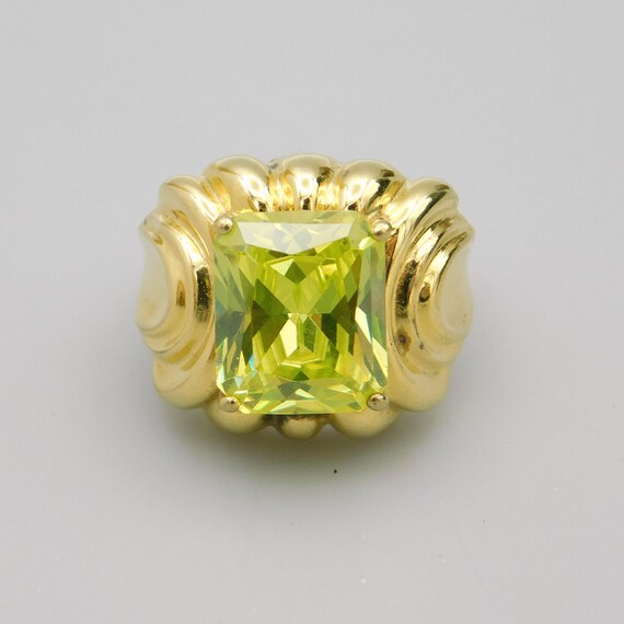 Sterling Gold Plated Ring, Translucent Faceted St… - image 8