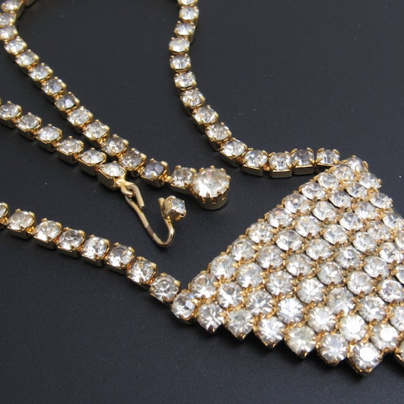 Vintage Long Rhinestone Tie Pendant Necklace Jewe… - image 2