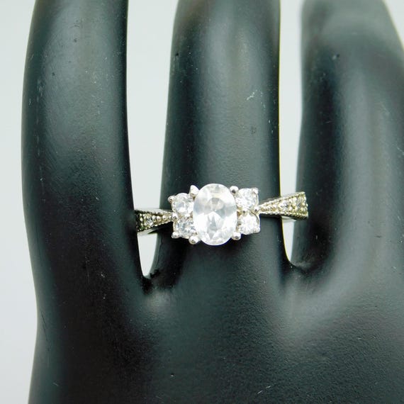 Sterling Rhinestone Ring, Sparkling - image 1