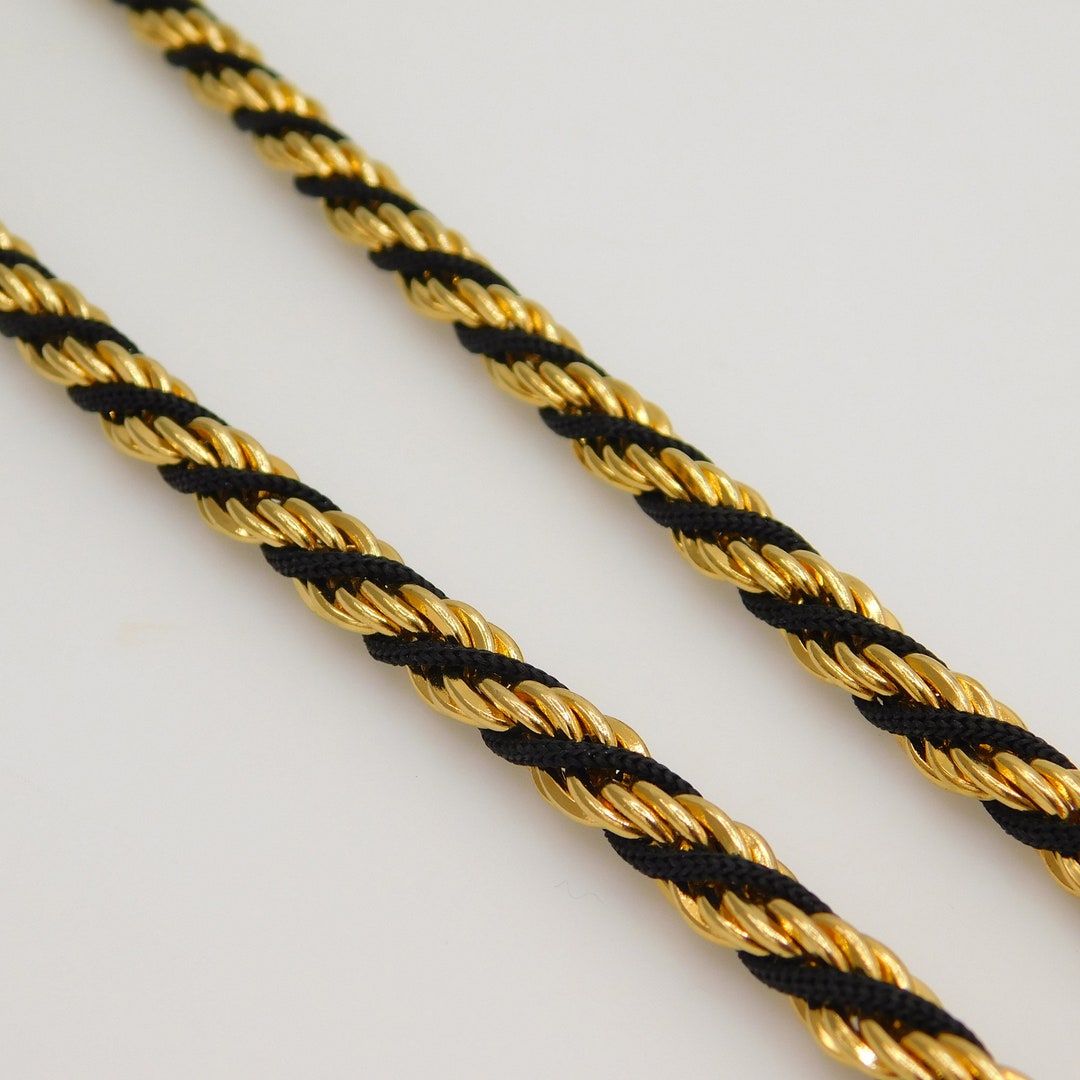 Twister Rope Chain Pattern Vintage Trifari Gold & Black Twisted Rope Chain Necklace - Etsy