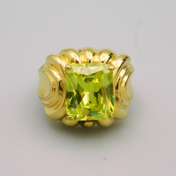 Sterling Gold Plated Ring, Translucent Faceted St… - image 6