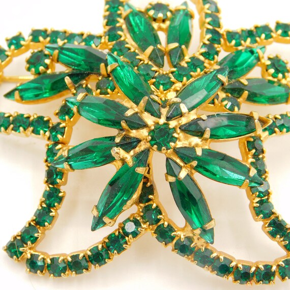 Green Rhinestone Brooch, Vintage Rhinestone Brooc… - image 4