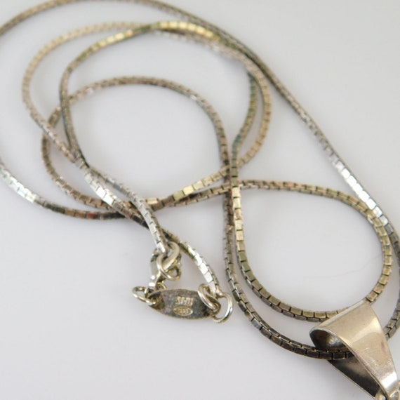 Long Sterling Necklace, Sterling Agate Pendant, V… - image 7