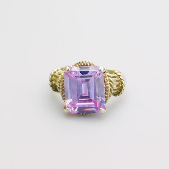 Tall Sterling Statement Ring, Purple Stone Ring - image 6