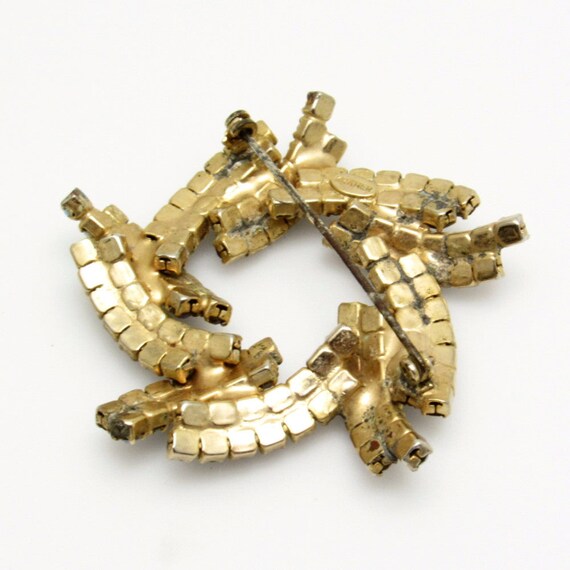 Vintage Kramer Wreath Brooch, AB and Amber Rhines… - image 4