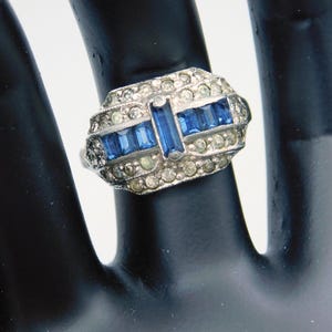 Vintage Forties Rhinestone Ring, Rhodium Plated