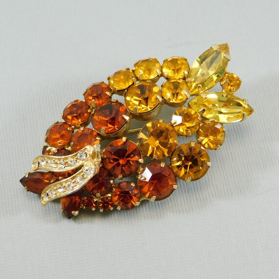 Rhinestone Brooch Vintage Jewelry Unique Brooch - image 3