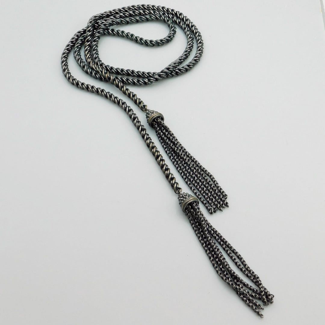 Kendra Scott Jackie Tassel Necklace Gunmetal Black - Etsy