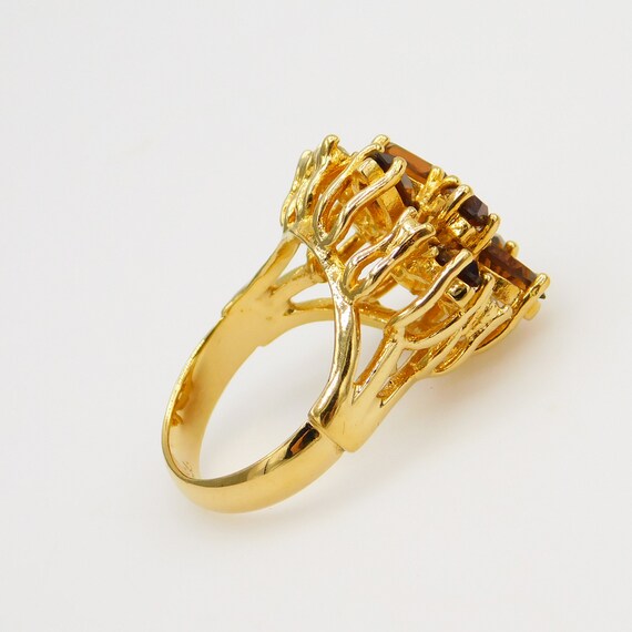 Abstract Rhinestone Cluster Ring, Brown Marquis R… - image 3