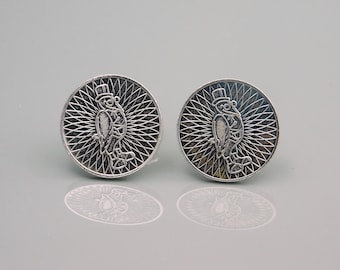 Vintage Old Crow Whiskey Cufflinks: Kentucky Distillery Emblem