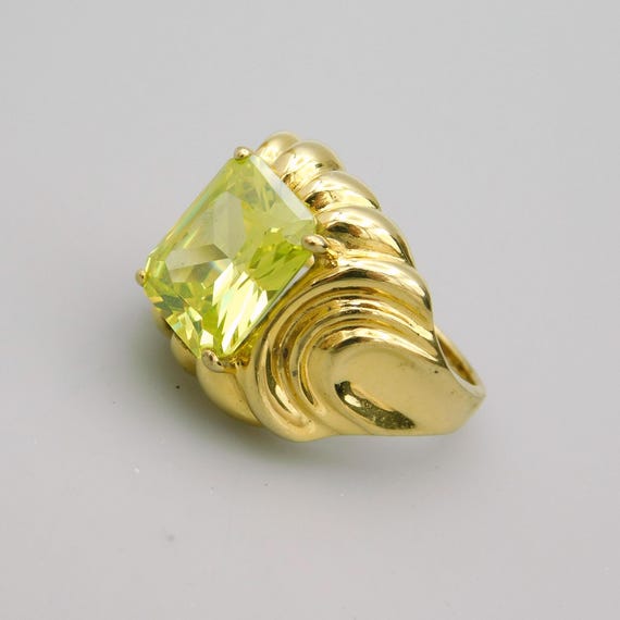 Sterling Gold Plated Ring, Translucent Faceted St… - image 10