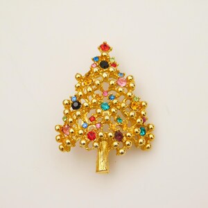 Vintage Rhinestone Christmas Tree Brooch
