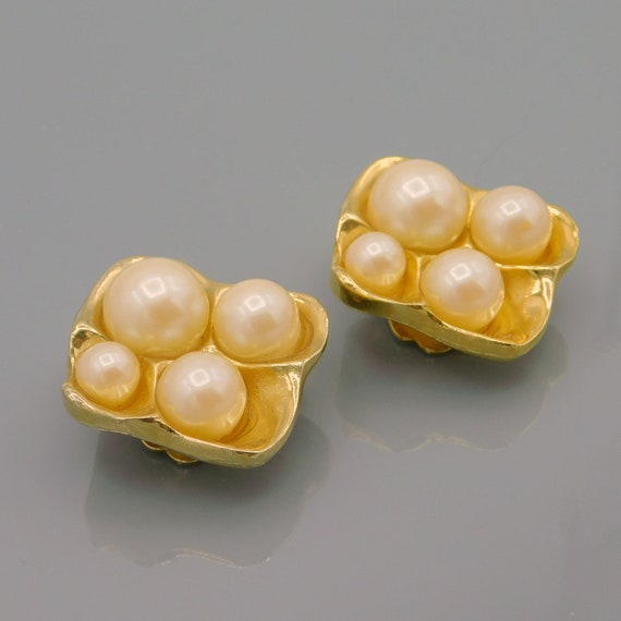 Vintage Tortolani Pearl Earrings, Abstract Earrin… - image 7