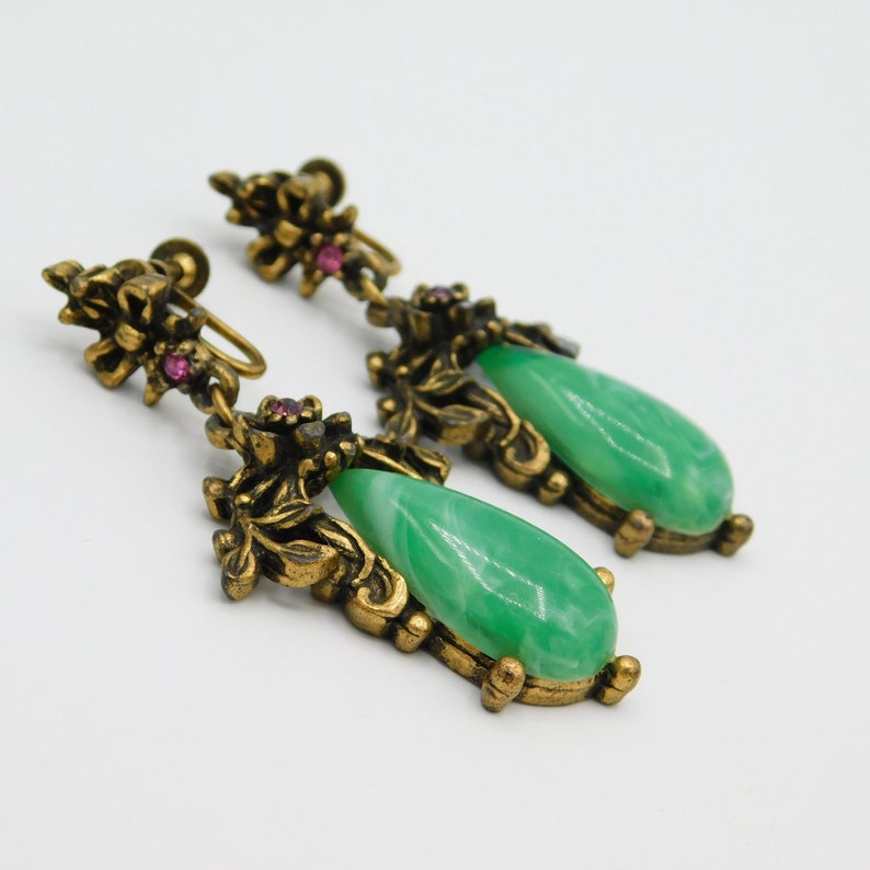 Long Vintage Earrings, Vintage Forties Earrings, Vintage Jewelry, Vintage Earrings, Ornate Vintage Earrings image 9