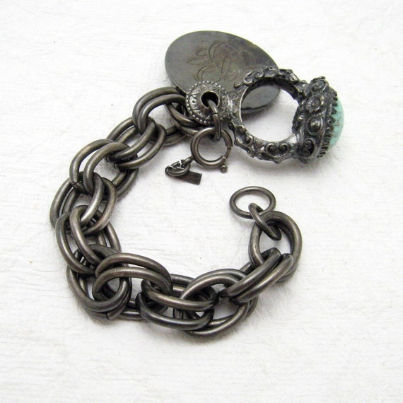 Vintage Fob Bracelet Monet Jewelers Ring Charm Bo… - image 4
