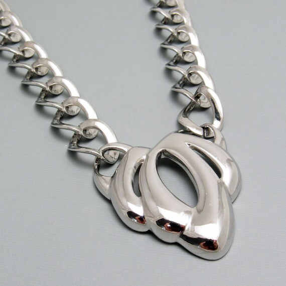 Wide Napier Chain Necklace, Napier Pendant, Vinta… - image 7