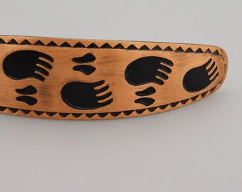 Vintage Southwestern Hair Barrette Clip Enamel Copper Blue Red White Geometric Authentic Native America Indian Jewelry Southwestern Navajo  main image 2