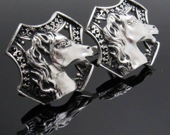 Big Horse Cufflinks, Swank Mid-Century Accessories, Equestrian, Western Cufflinks, Rodeo Accessories